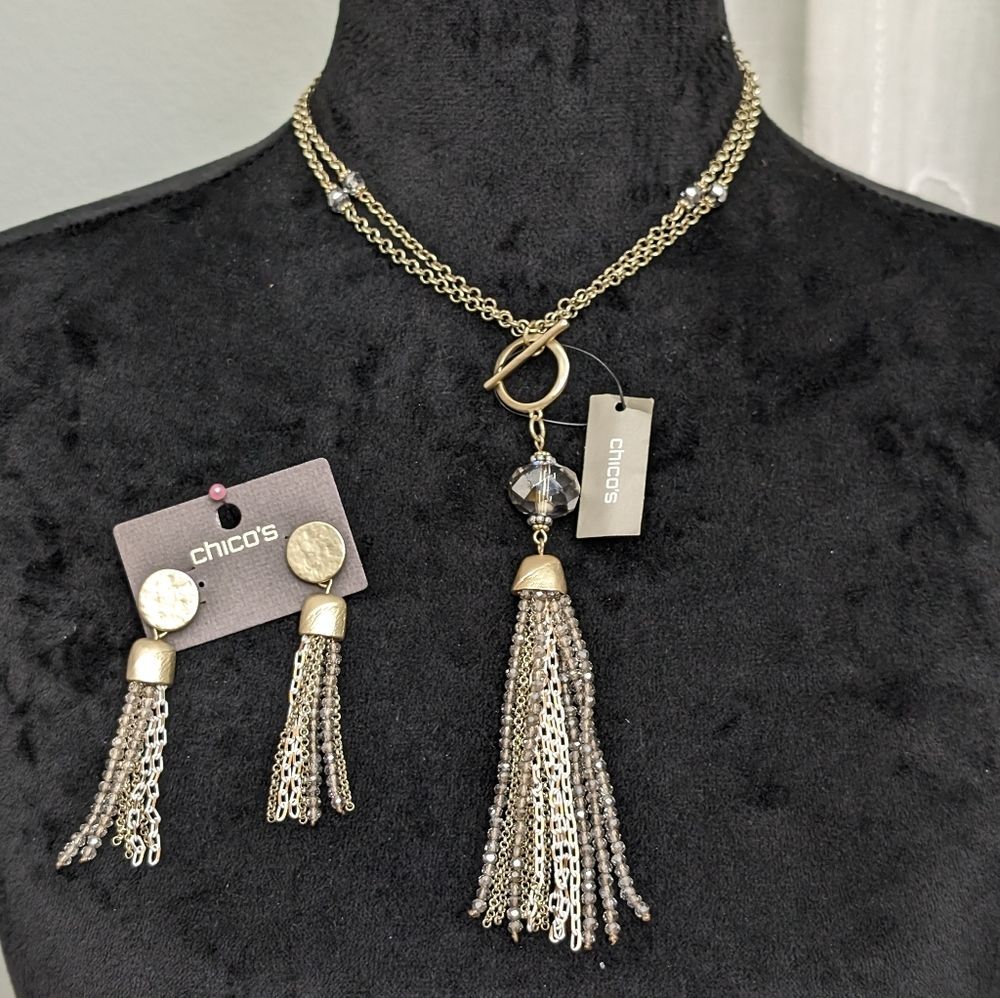 NWT Chico's Quince Convertible Necklace and Earring Set